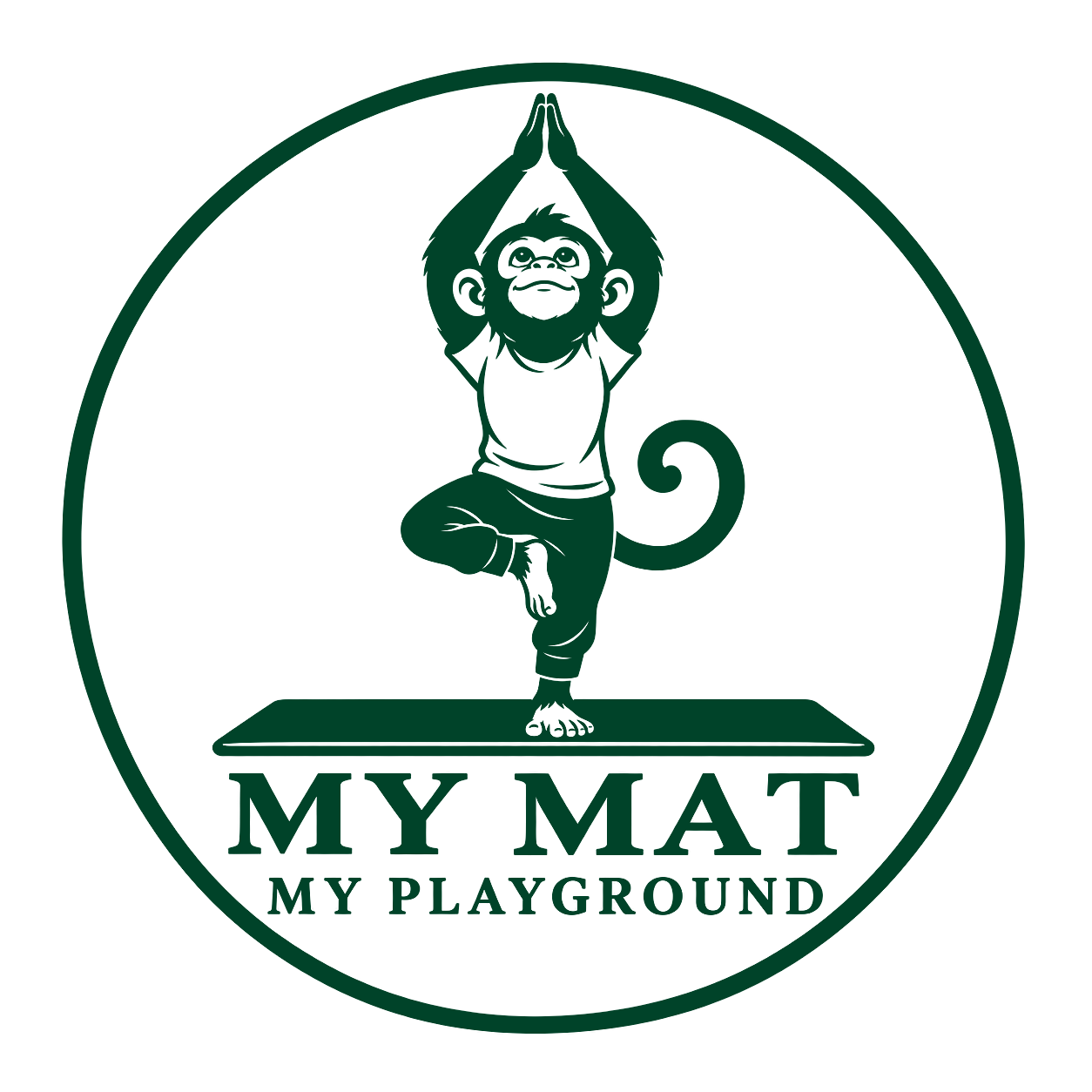 My Mat My Playground — monkey balancing in tree pose